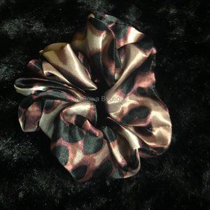 Brown Cheetah Design Satin Scrunchie  HANDCRAFTED - women's -